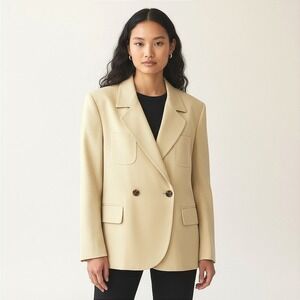 Laurel Escada Blazer EU 42 US 10 Yellow Tone Double Breasted Tailored Jacket